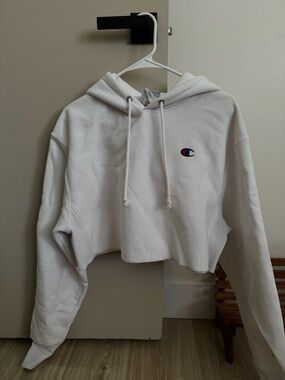 Champion White Hoodie with Embroidered Blue & Red C Logo